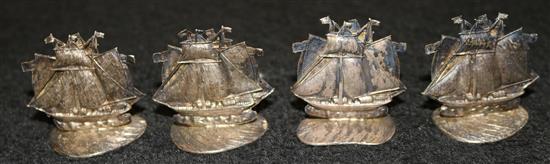 4 white metal ship menu holders